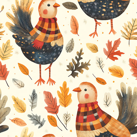 Retro Turkey Parade Pattern 13 Quilting Cotton Fabric