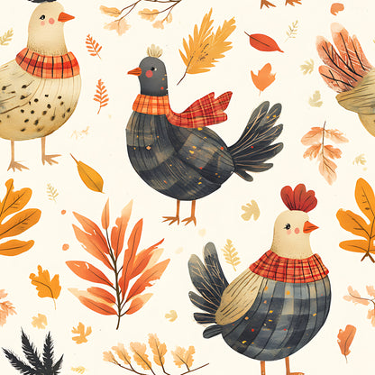 Retro Turkey Parade Pattern 14 Quilting Cotton Fabric