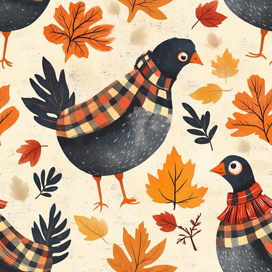 Retro Turkey Parade Pattern 15 Quilting Cotton Fabric