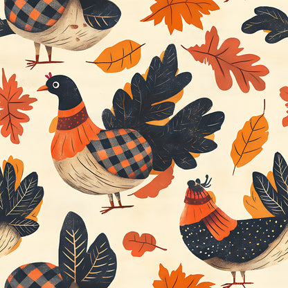 Retro Turkey Parade Pattern 18 Quilting Cotton Fabric