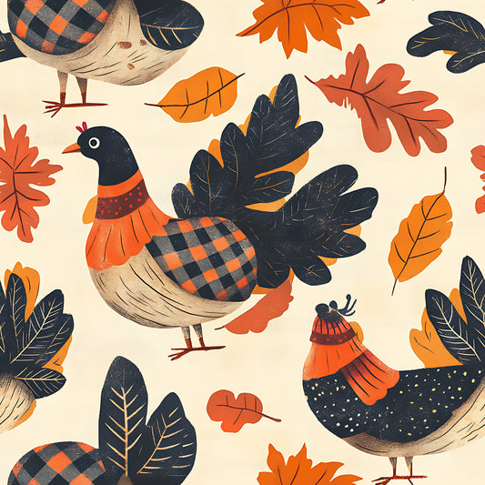 Retro Turkey Parade Pattern 18 Quilting Cotton Fabric