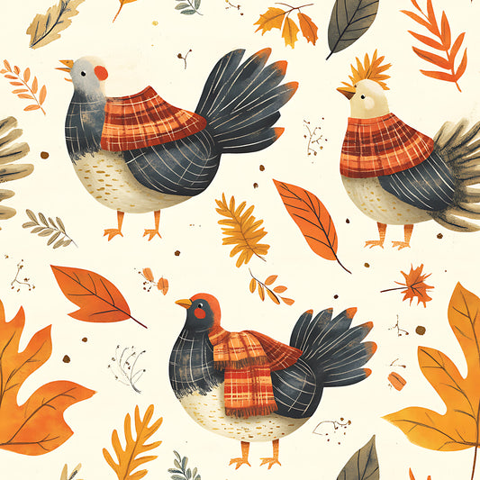 Retro Turkey Parade Pattern 19 Quilting Cotton Fabric