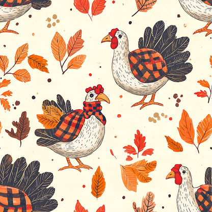 Retro Turkey Parade Pattern 2 Quilting Cotton Fabric