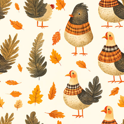 Retro Turkey Parade Pattern 20 Quilting Cotton Fabric