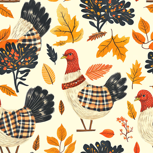 Retro Turkey Parade Pattern 5 Quilting Cotton Fabric