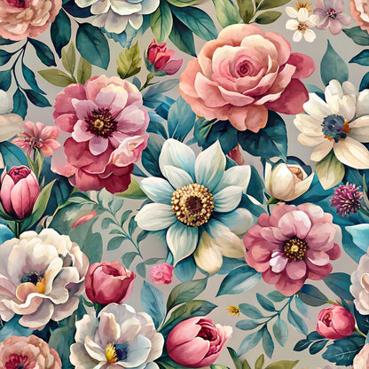 Rich Painted Blooms Pattern 2 Quilting Cotton Fabric