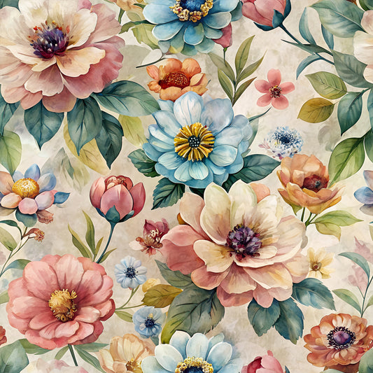 Rich Painted Blooms Pattern 8 Quilting Cotton Fabric