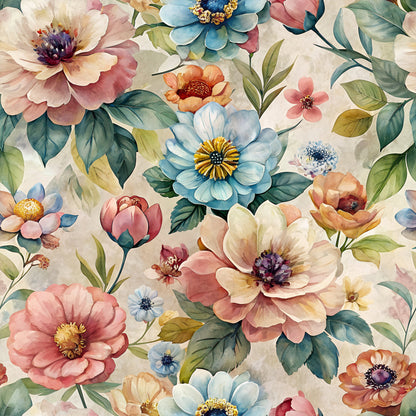 Rich Painted Blooms Pattern 8 Quilting Cotton Fabric
