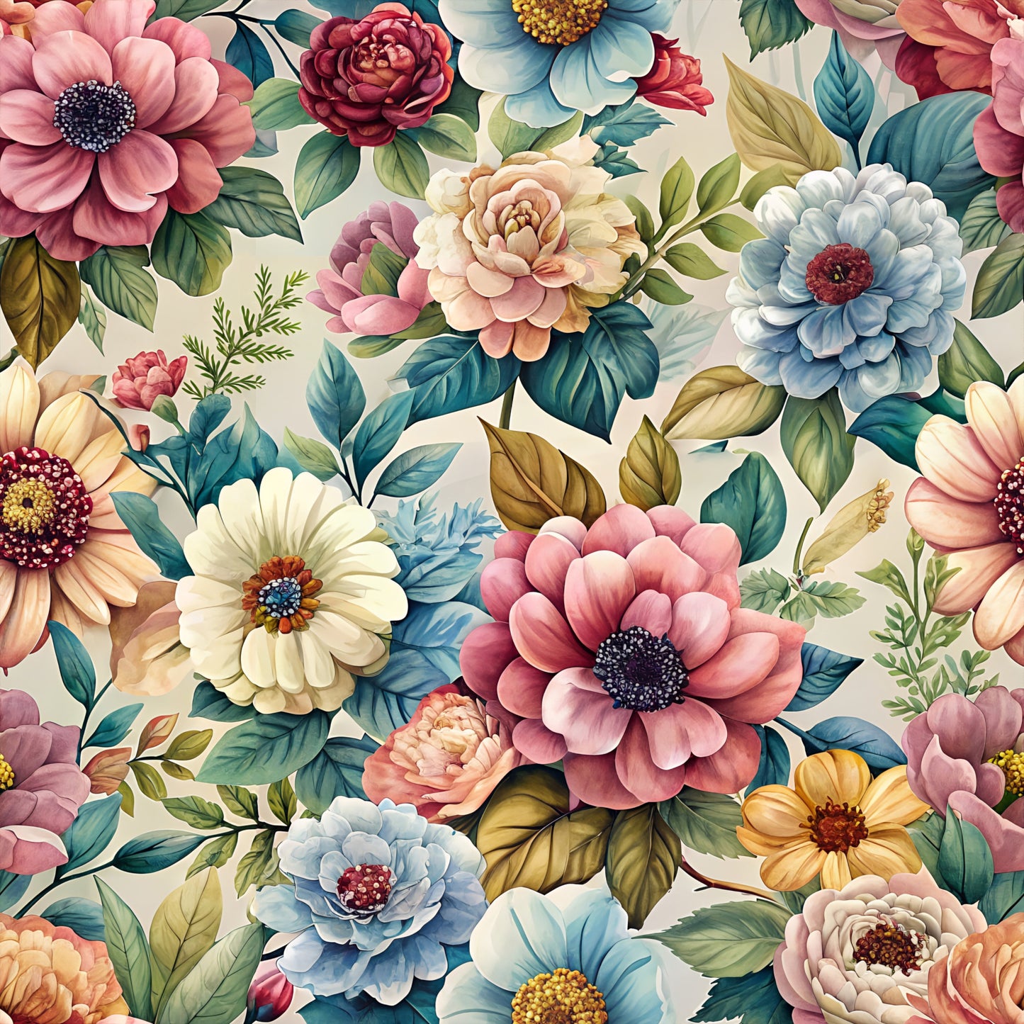 Rich Painted Blooms Pattern 9 Quilting Cotton Fabric