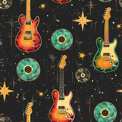 Rock Legends Guitars Pattern 1 Quilting Cotton Fabric