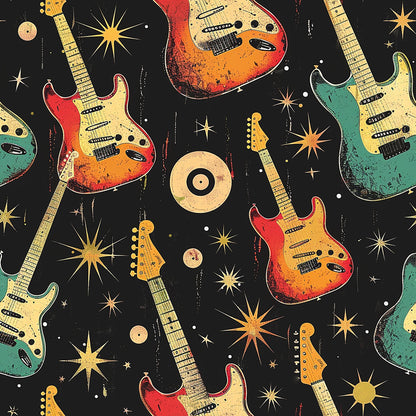 Rock Legends Guitars Pattern 2 Quilting Cotton Fabric
