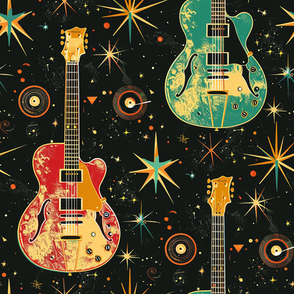 Rock Legends Guitars Pattern 8 Quilting Cotton Fabric