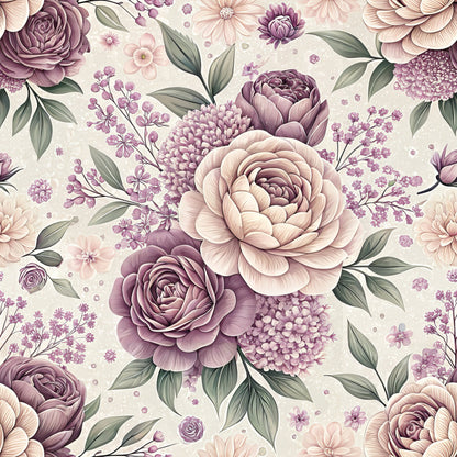 Romantic Mauve Floral Pattern 11 Quilting Cotton Fabric