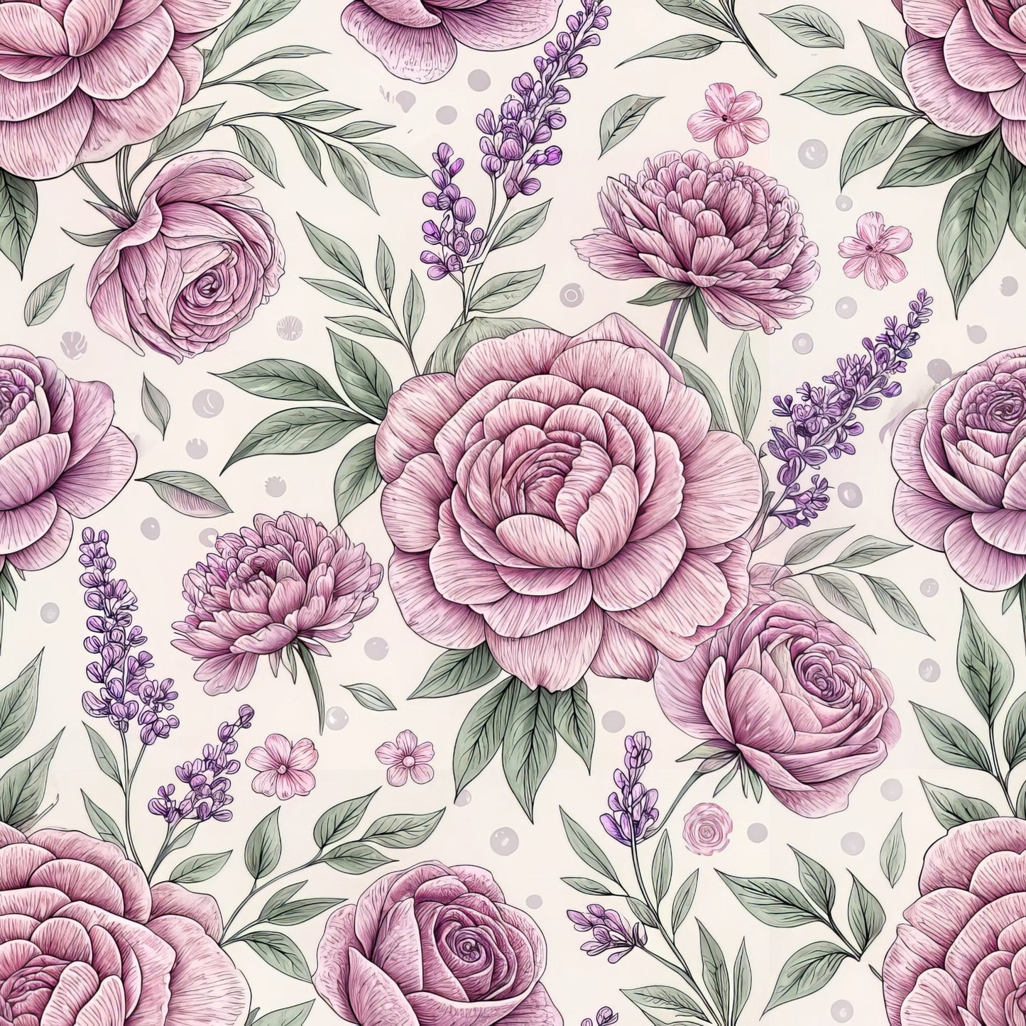 Romantic Mauve Floral Pattern 13 Quilting Cotton Fabric