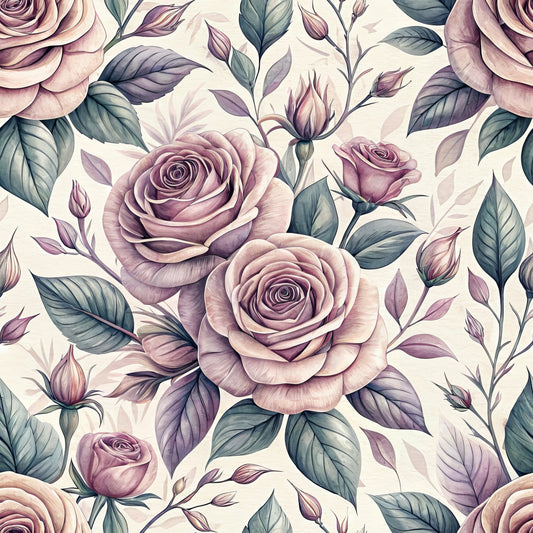 Romantic Mauve Floral Pattern 14 Quilting Cotton Fabric