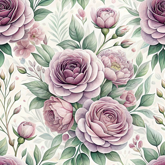 Romantic Mauve Floral Pattern 3 Quilting Cotton Fabric