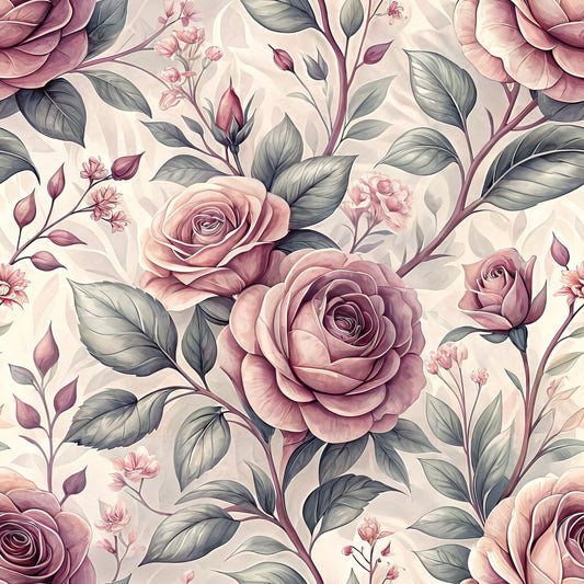 Romantic Mauve Floral Pattern 4 Quilting Cotton Fabric