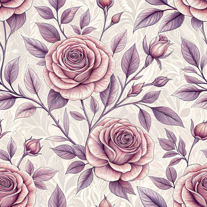 Romantic Mauve Floral Pattern 6 Quilting Cotton Fabric
