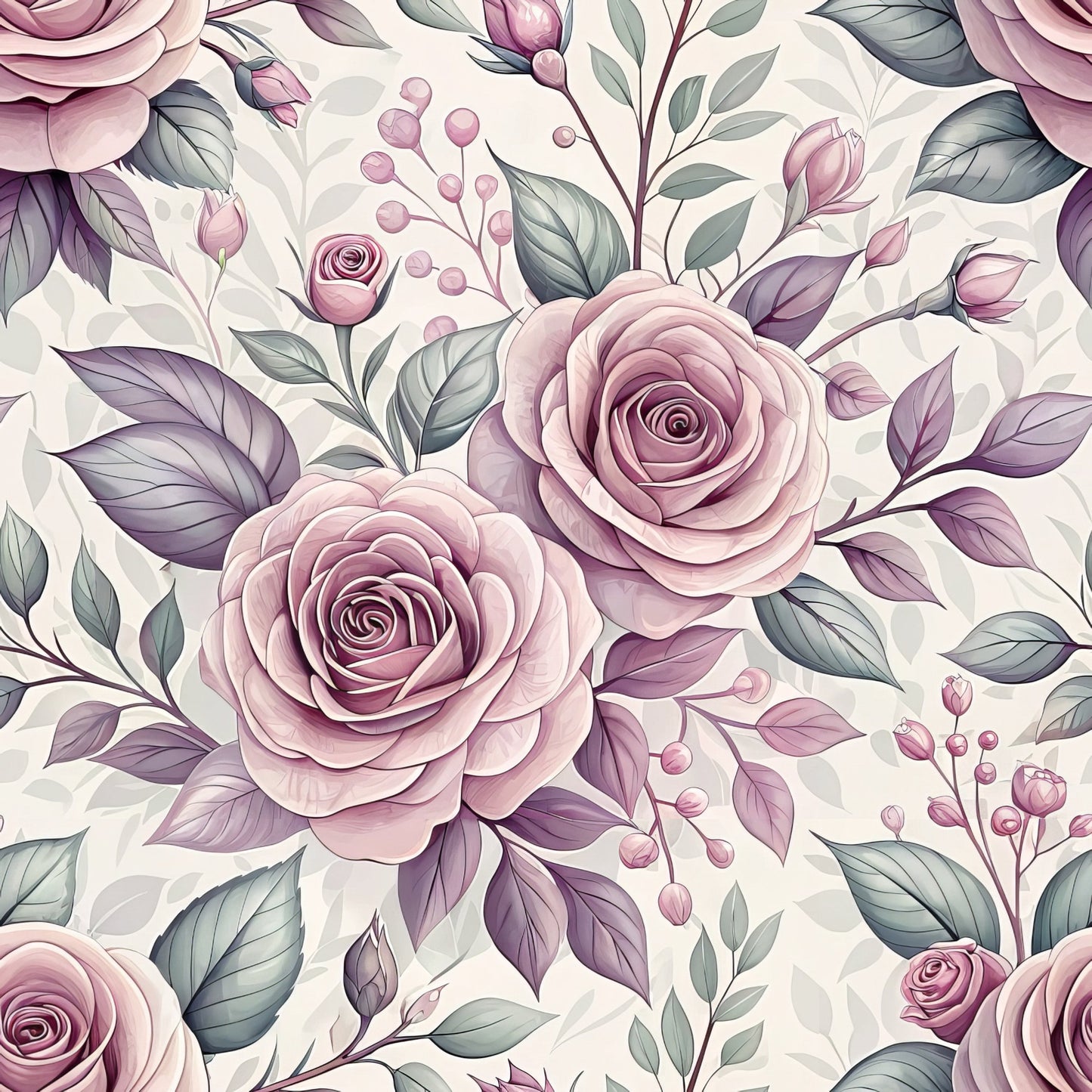 Romantic Mauve Floral Pattern 7 Quilting Cotton Fabric