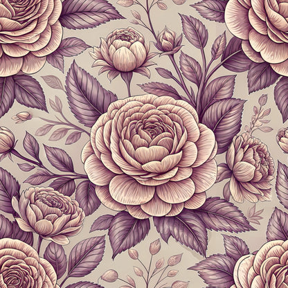 Romantic Mauve Floral Pattern 9 Quilting Cotton Fabric