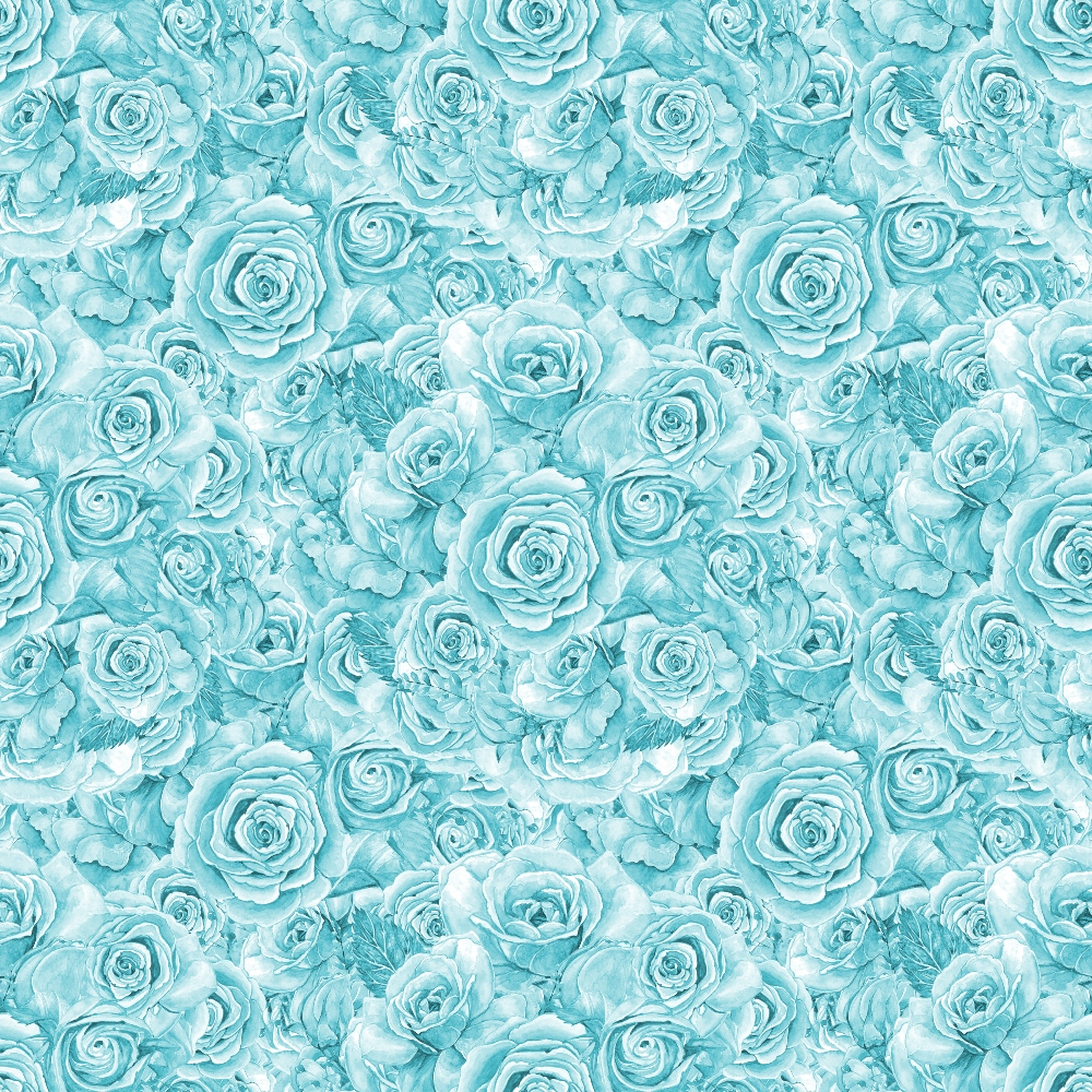 A seamless pattern of light teal roses filling the entire image.