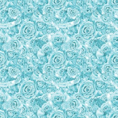 A seamless pattern of light teal roses filling the entire image.