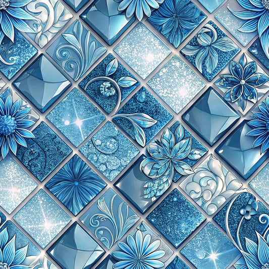 Royal Blue Azure Pattern 1 Quilting Cotton Fabric