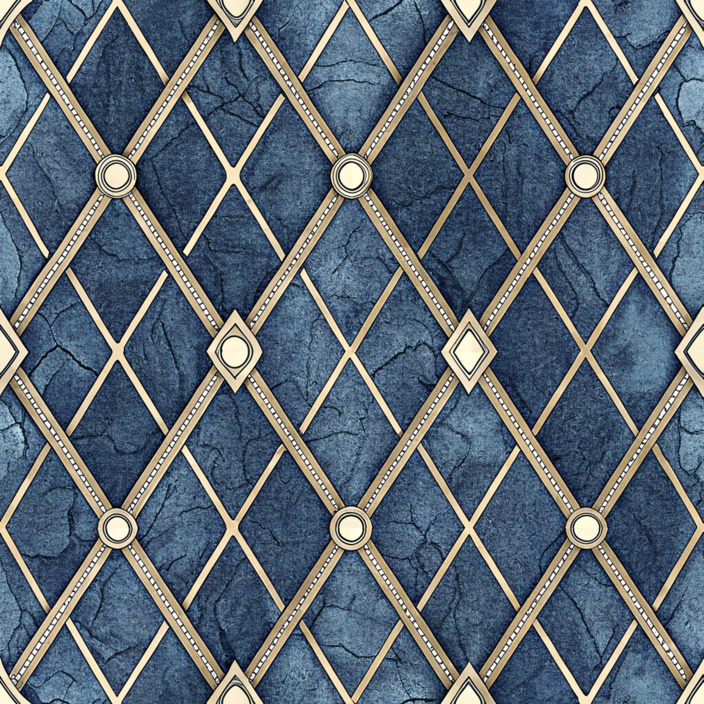 Royal Blue Azure Pattern 19 Quilting Cotton Fabric
