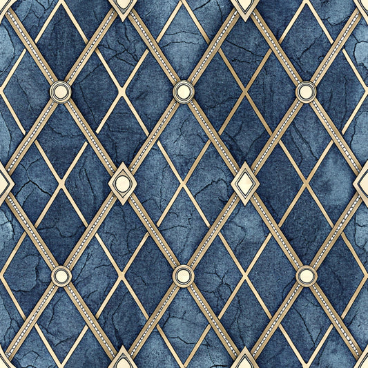 Royal Blue Azure Pattern 19 Quilting Cotton Fabric