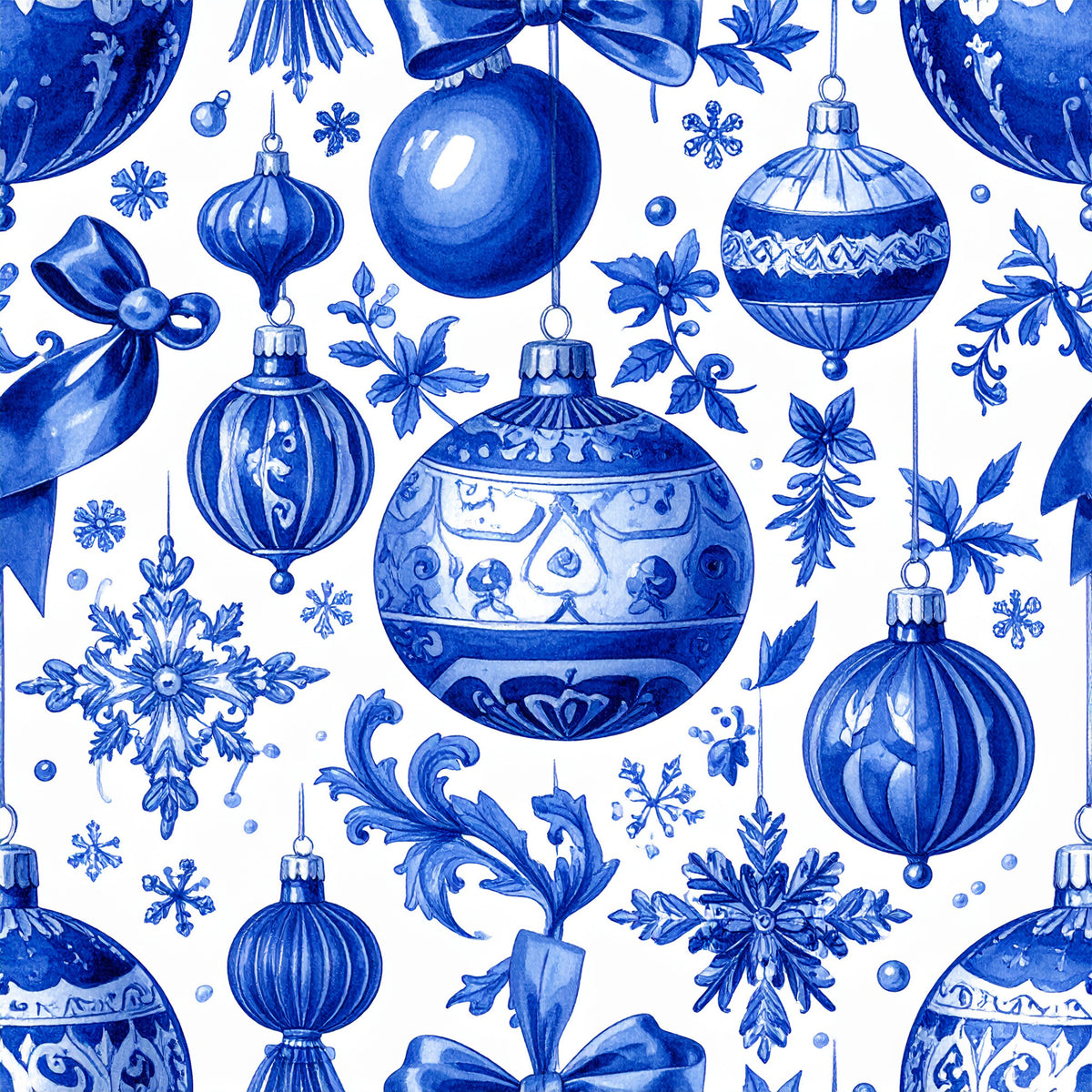 Royal Blue Ornament Elegance Pattern 1 Quilting Cotton Fabric