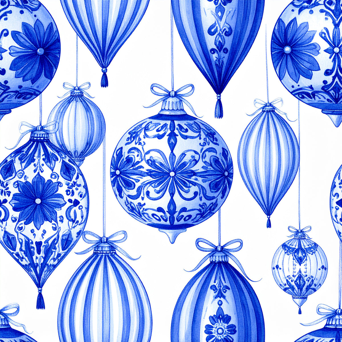 Royal Blue Ornament Elegance Pattern 18 Quilting Cotton Fabric
