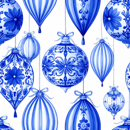 Royal Blue Ornament Elegance Pattern 18 Quilting Cotton Fabric