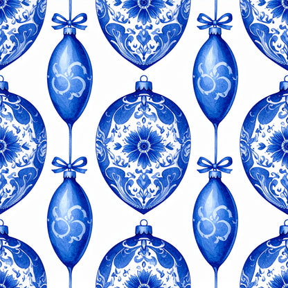 Royal Blue Ornament Elegance Pattern 19 Quilting Cotton Fabric