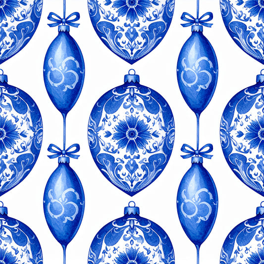 Royal Blue Ornament Elegance Pattern 19 Quilting Cotton Fabric