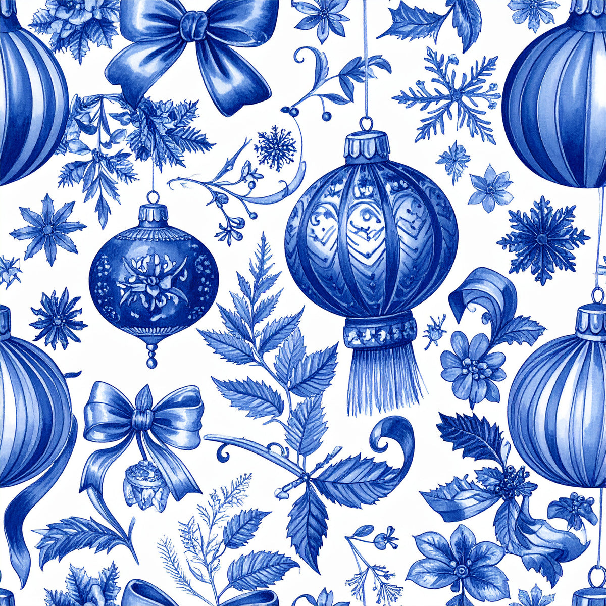 Royal Blue Ornament Elegance Pattern 2 Quilting Cotton Fabric
