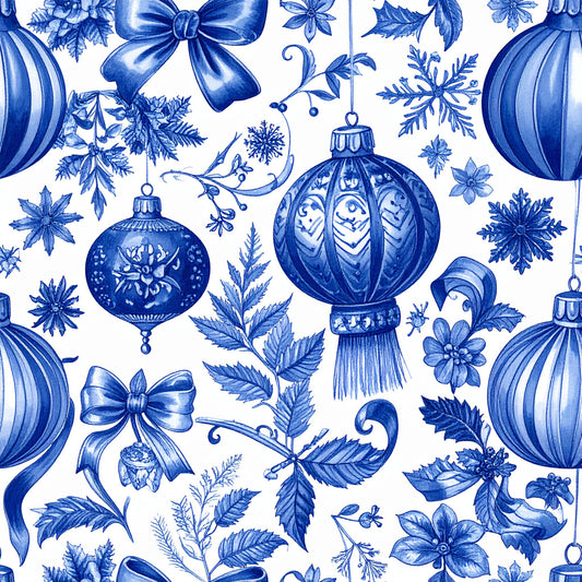 Royal Blue Ornament Elegance Pattern 2 Quilting Cotton Fabric