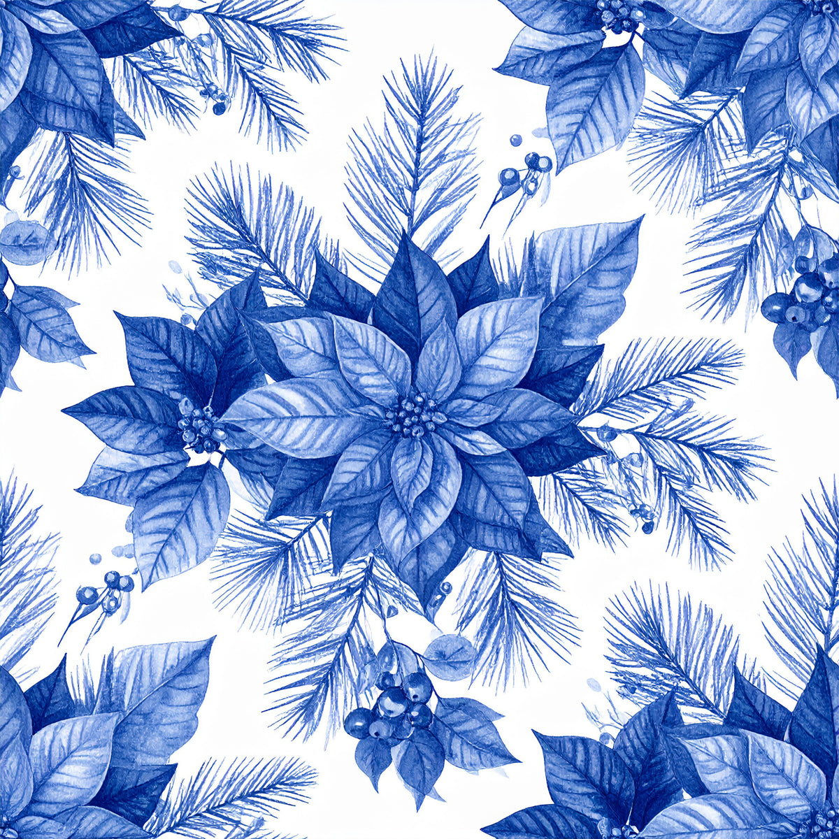 Royal Blue Ornament Elegance Pattern 21 Quilting Cotton Fabric
