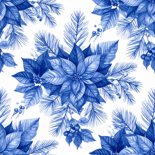 Royal Blue Ornament Elegance Pattern 21 Quilting Cotton Fabric