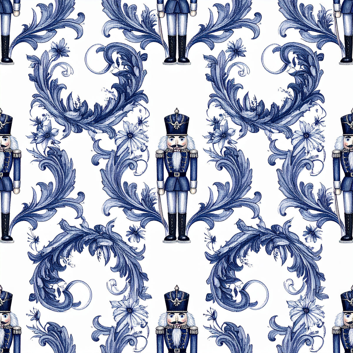 Royal Blue Ornament Elegance Pattern 24 Quilting Cotton Fabric