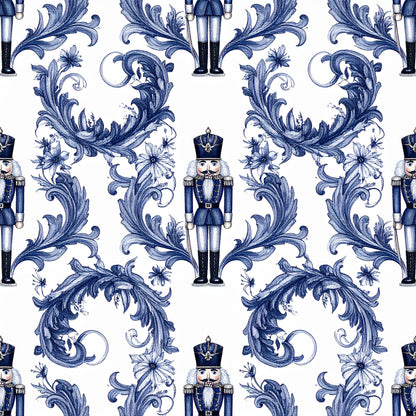 Royal Blue Ornament Elegance Pattern 24 Quilting Cotton Fabric