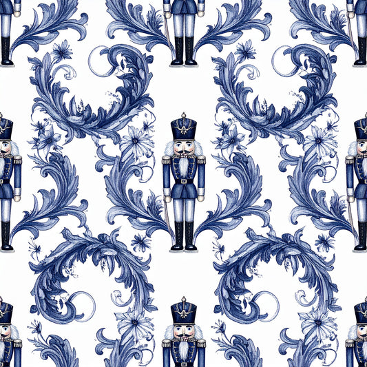 Royal Blue Ornament Elegance Pattern 24 Quilting Cotton Fabric