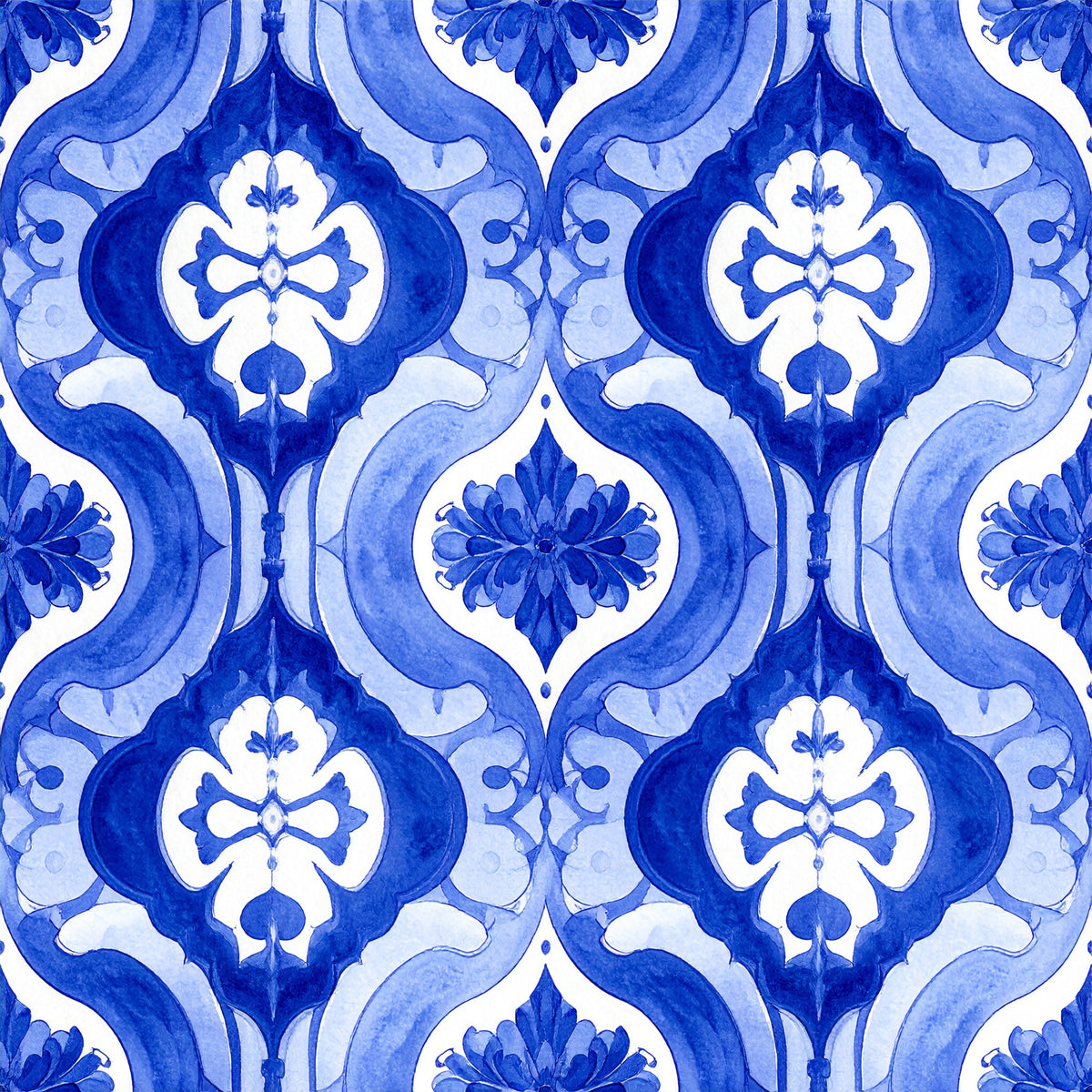 Royal Blue Ornament Elegance Pattern 3 Quilting Cotton Fabric