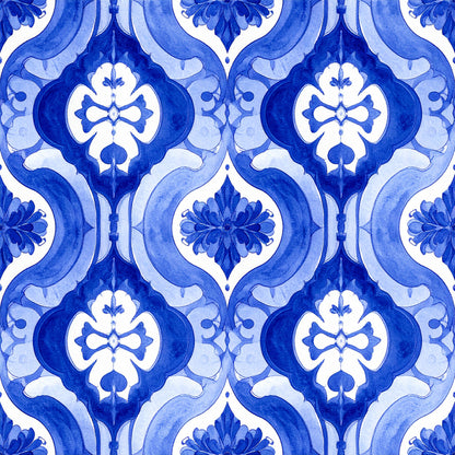 Royal Blue Ornament Elegance Pattern 3 Quilting Cotton Fabric