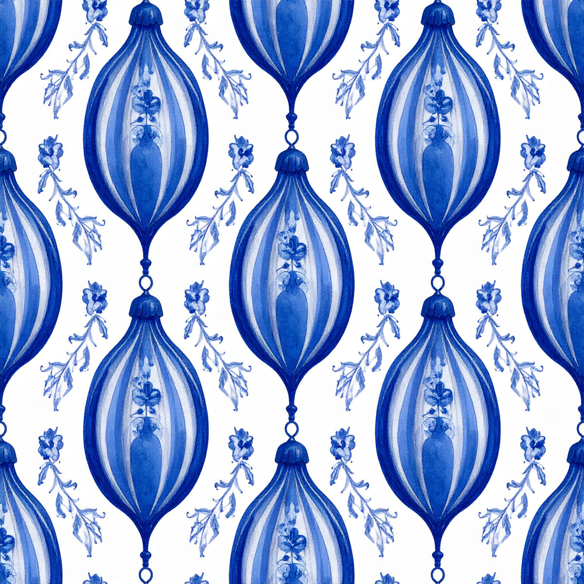Royal Blue Ornament Elegance Pattern 7 Quilting Cotton Fabric