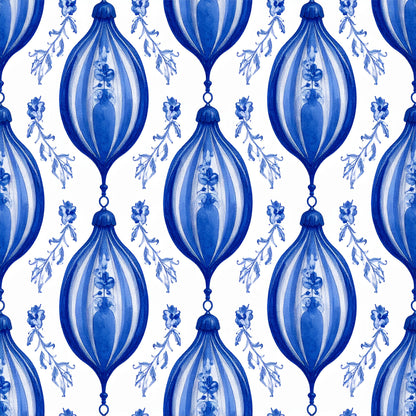 Royal Blue Ornament Elegance Pattern 7 Quilting Cotton Fabric