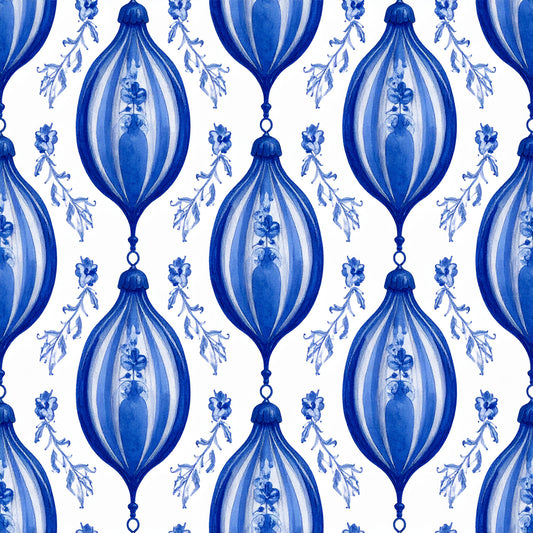Royal Blue Ornament Elegance Pattern 7 Quilting Cotton Fabric