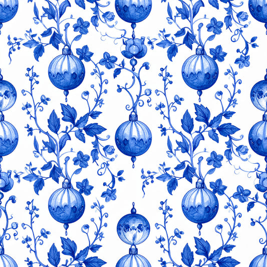 Royal Blue Ornament Elegance Pattern 9 Quilting Cotton Fabric