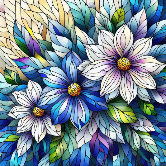 Royal Blue Stained Glass Pattern 4 Quilting Cotton Fabric