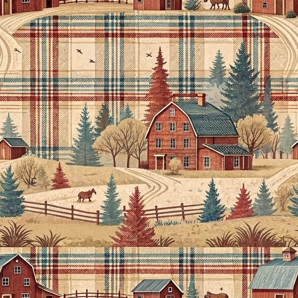 Rustic Cloth Patterns Rustic Country Farmhouse Plaid Pattern 4 Quilting Cotton Fabric ...