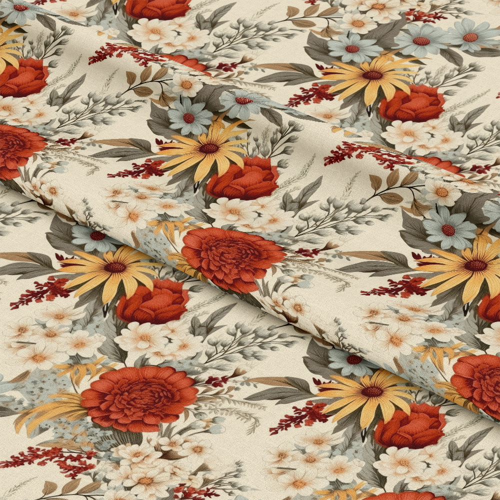 Rustic Wildflowers Bouquets Pattern 10 Quilting Cotton Fabric